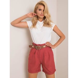 RUE PARIS Pink and brown shorts with a belt kép