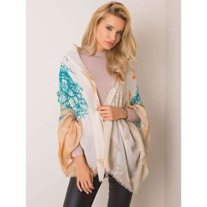 Beige and turquoise scarf with a print kép