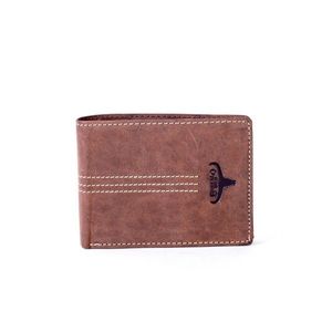 Brown leather wallet with stitching and emblem kép