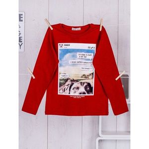 Red blouse for a boy with a print kép