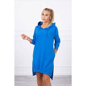 Dress with a hood and longer back mauve-blue kép