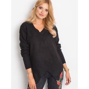 Black sweater with an asymmetrical finish from RUE PARIS kép