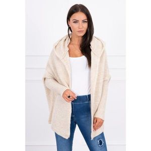 Hooded sweater with batwing sleeve light beige kép