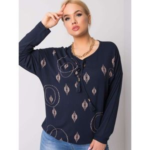 Plus size navy blue blouse with patterns kép