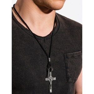 Ombre Clothing Men's necklace on the leather strap A353 kép