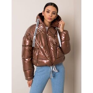 Brown quilted jacket with a hood kép