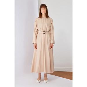 Trendyol Beige Belt Detailed Pocket Dress kép