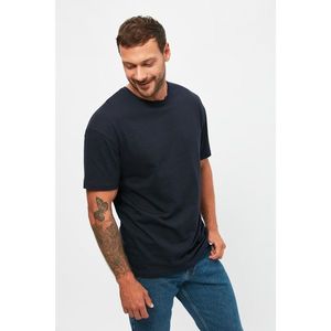 Trendyol Navy Blue Men Oversize Short Sleeve Printed T-Shirt kép
