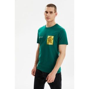 Trendyol Green Men's Slim Fit Crew Neck Printed Short Sleeved T-Shirt kép