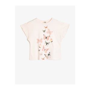 Koton Cotton Soft Patterned Tulle Appliqué Short Sleeve T-Shirt kép