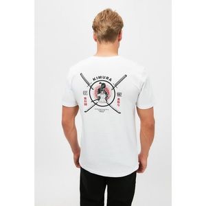 Trendyol White Men Regular Fit Crew Neck Short Sleeved Printed T-Shirt kép