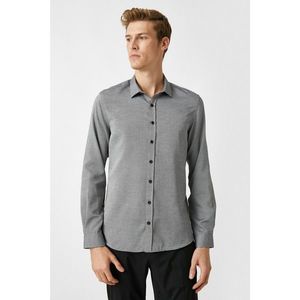 Koton Men's Black Classic Collar Long Sleeve Patterned Shirt kép