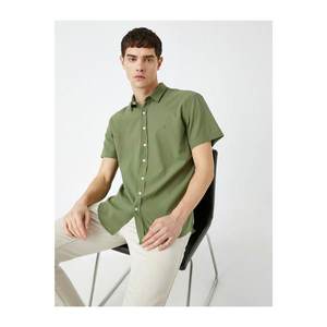 Koton Men's Green Short Sleeve Shirt Cotton Slim kép