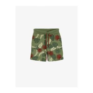 Koton Boy Green Leaf Patterned Thin Sweat Fabric Ribbed Waist Pocket Shorts kép