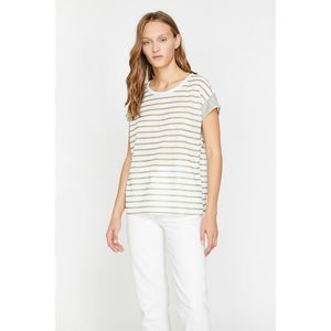 Koton Women Khaki & White Striped T-shirt kép