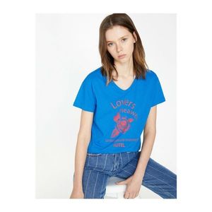 Koton Women's Blue Letter Printed T-Shirt kép
