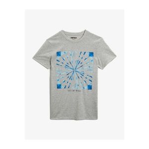 Koton Men's Gray Printed Short Sleeve Cotton Crew Neck T-Shirt kép