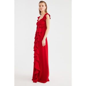 Trendyol Red Back Detailed Ruffled Evening Dress & Graduation Gown kép