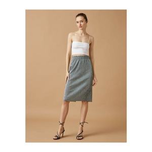 Koton Women's Gray Waist Detail Shiny Midi Skirt kép