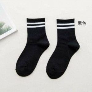 Fekete - Unisex női pamut csíkos zokni puha szilárd rövid sport alkalmi harisnyanadrág kép