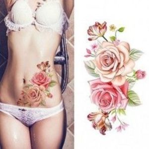 Pünkösdi rózsa - Bazsarózsa - Ideiglenes Tetoválás - vízálló matrica - nőies - Virágmintás kép