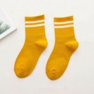 Sárga - Divat női pamut csíkos zokni puha aranyos szilárd rövid sport alkalmi harisnya kép