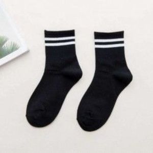 Fekete - Divat női pamut csíkos zokni puha aranyos szilárd rövid sport alkalmi harisnya kép