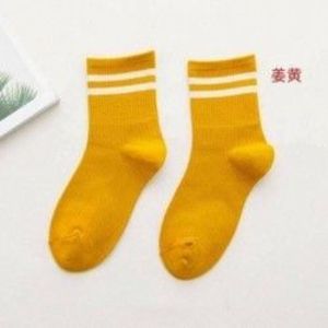 Sárga - Divat női pamut csíkos zokni puha aranyos szilárd rövid sport alkalmi harisnya JP kép