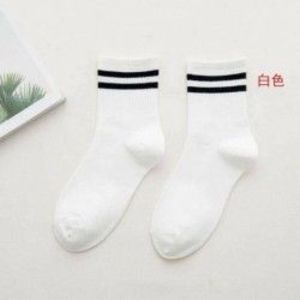 fehér - Divat női pamut csíkos zokni puha aranyos szilárd rövid sport alkalmi harisnya JP kép
