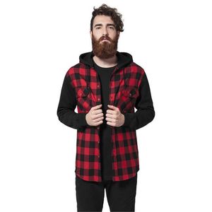 Urban Classics Hooded Checked Flanell Sweat Sleeve Shirt blk/red/bl kép