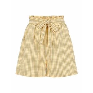 PIECES Élére vasalt nadrágok 'Nina' aranysárga / fehér kép