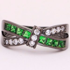 Divine Gyűrű - Fekete/Zöld/49, 3mm KP2320 kép