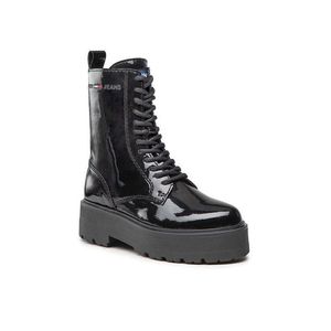 Tommy Jeans Bakancs Patent Lace Up Flat Boot EN0EN01539 Fekete kép