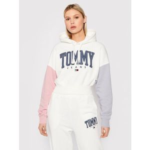 Tommy Jeans Pulóver Color Block DW0DW12105 Fehér Cropped Fit kép