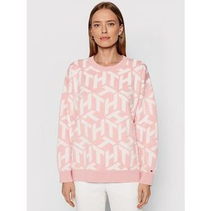 Tommy Hilfiger Sweater Big Cube C-Nk WW0WW30027 Rózsaszín Regular Fit kép