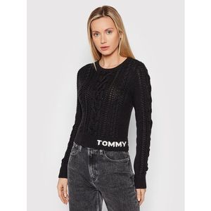 Tommy Jeans Sweater Cable DW0DW11004 Fekete Regular Fit kép