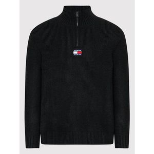 Tommy Jeans Sweater Solid Badge DM0DM11875 Fekete Relaxed Fit kép