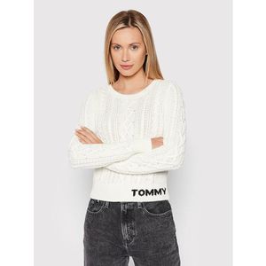 Tommy Jeans Sweater Cable DW0DW11004 Fehér Regular Fit kép