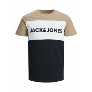 JACK & JONES Póló sötétkék / fehér / homok kép