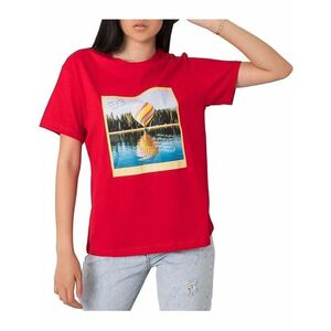 piros női póló nyomtatással kép
