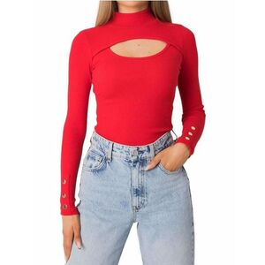 piros női póló hasítékkal kép