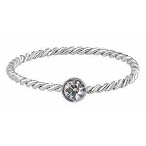 Troli Troli Gyengéd csavart acél gyűrű színtiszta cirkónium kővel Silver 52 mm kép
