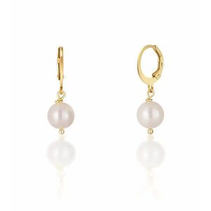 JwL Luxury Pearls JwL Luxury Pearls Gyönyörű aranyozott fülbevaló fehér igazgyönggyel JL0678 kép