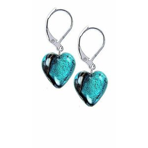 Lampglas Lampglas Elegáns Turquoise Heart fülbevaló Lampglas gyönggyel ELH5, tiszta ezüst kép
