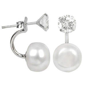 JwL Luxury Pearls JwL Luxury Pearls Eredeti fülbevaló igazgyönggyel és kristállyal 2 az 1-ben JL0059 kép