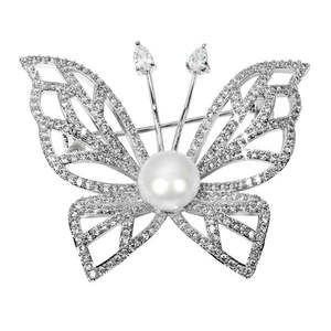 JwL Luxury Pearls JwL Luxury Pearls Csillogó pillangó bross igazgyönggyel és kristályokkal JL0507 kép