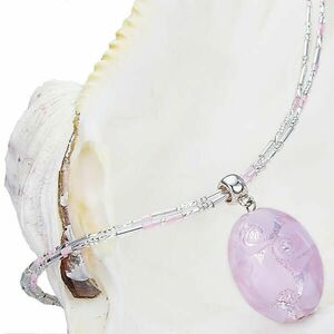 Lampglas Lampglas Elegáns Pink Lace nyaklánc Lampglas gyönggyel, tiszta ezüst NP2 kép