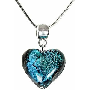 Lampglas Lampglas Rendkívüli Turquoise Heart nyaklánc Lampglas gyönggyel, tiszta ezüst NLH5 kép