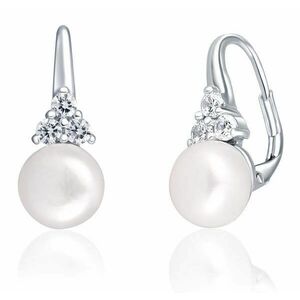 JwL Luxury Pearls JwL Luxury Pearls Luxus ezüst fülbevalók valódi gyönggyel és cirkónium kövekkel JL0641 kép