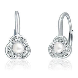 JwL Luxury Pearls JwL Luxury Pearls Csillogó ezüst fülbevaló gyönggyel és cirkónium kővel JL0642 kép